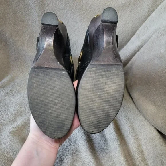 Michael Kors black leather round toe mid calf heeled boots size 8 - Picture 14 of 16